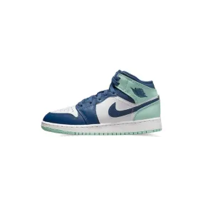 concrete - surface running shoes evening run Air Jordan 1 Mid 'Blue Mint'