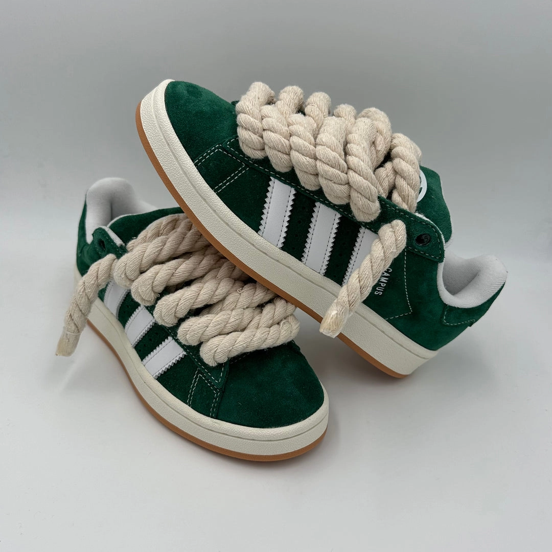 Orange Pop Adidas Originals Junior Campus 00S Green with rope laces  Sneaker