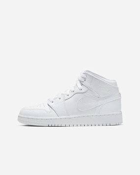 Nike - Air Jordan 1 Mid - TRIPPLE WHITE Sleek Detail Practical Wear