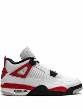 Air Jordan 4 "Red Cement" running with a hat neutral - colored shoes