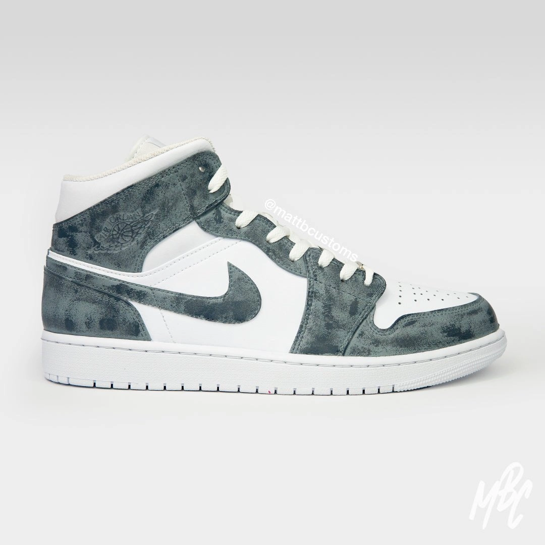 Concrete - Jordan 1 Mid Custom Breathable Upper Low Use