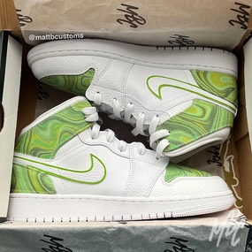 Easy Steps Classic Control Lime Liquid Marble - Jordan 1 Mid | UK 5.5