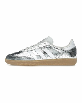 Modern Mood Reflective Detail Adidas Samba OG Silver Metallic Cracked Leather