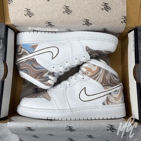 Liquid Marble Blue Latte - Jordan 1 Mid | UK 5.5 Street Fashioned