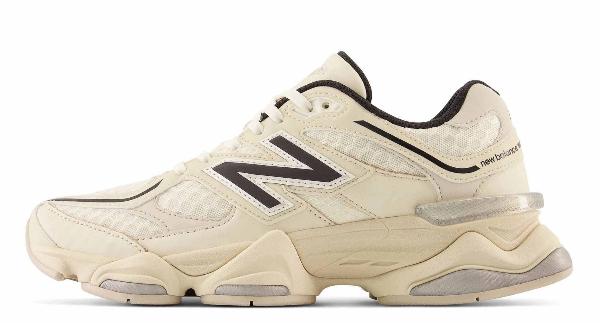 New Balance 9060 Turtledove Black Silver Metallic stretchy - upper - feature shoes