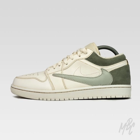 Slip In School Run Aged Olive Reverse Swoosh - Jordan 1 Low Custom
