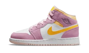 Air Jordan 1 Mid Light Artic Pink (GS) running in the snow shoes early morning running