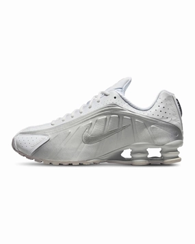 Nike Shox R4 White Bright Crimson Metallic Silver advanced runner shoes