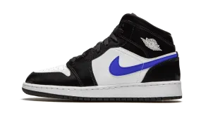 Jordan 1 Mid Black Racer Blue GS diagonal - design shoes