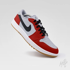 Sunday Red - Jordan 1 Low Golf Custom Slip-Resistant Shoes