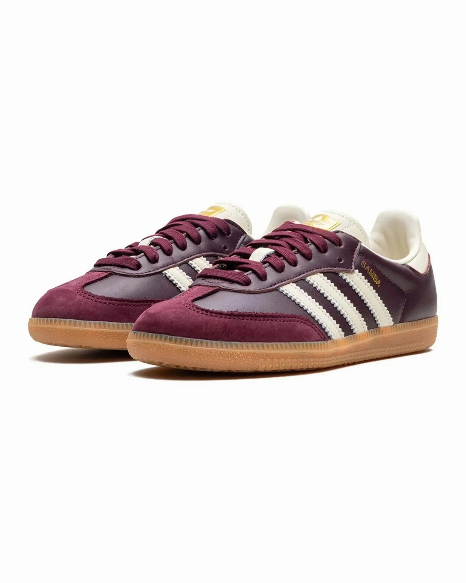 Adidas Samba OG Maroon Gold Metallic Performance Sole custom-fit