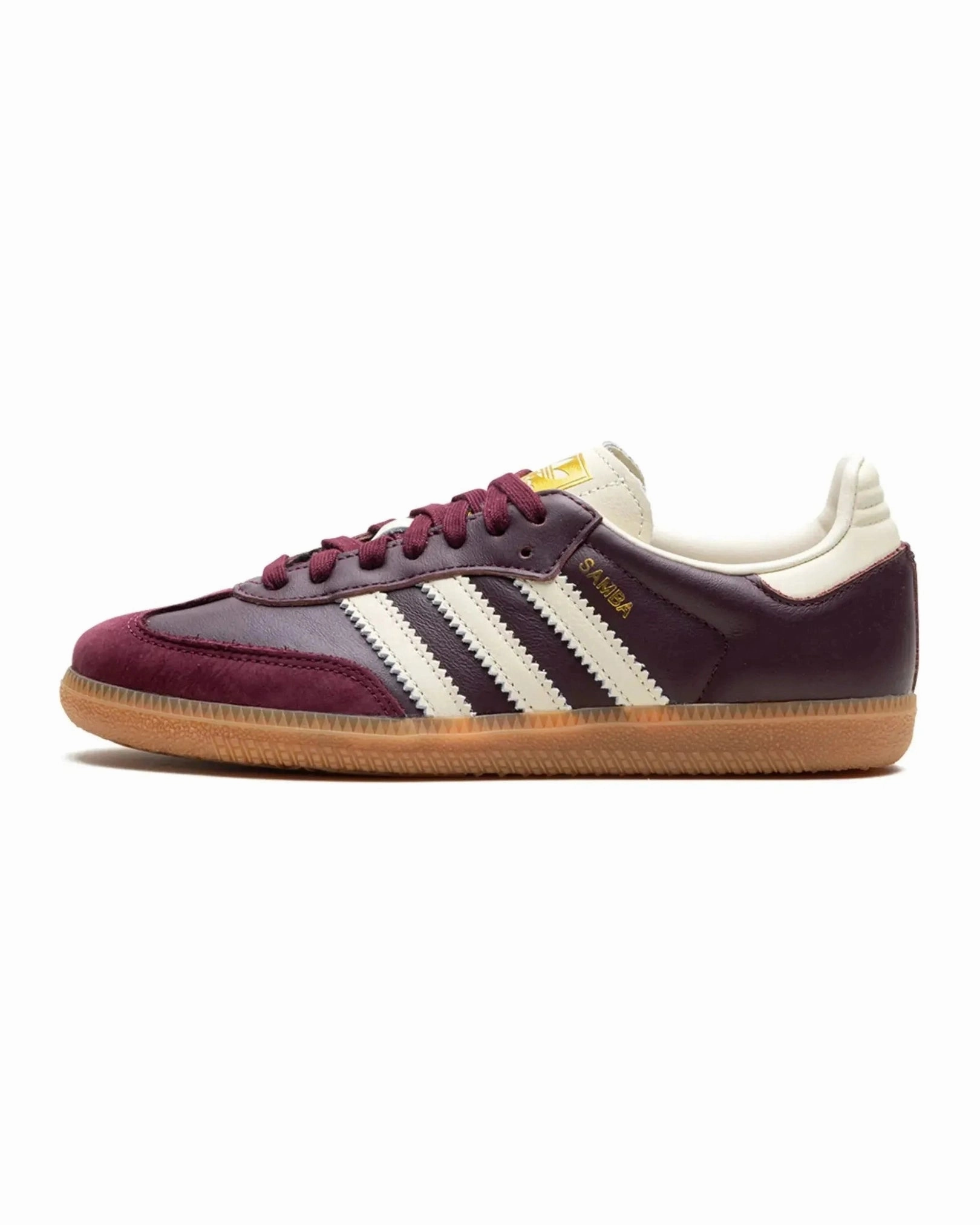 Adidas Samba OG Maroon Gold Metallic Soft Lining Slim Style