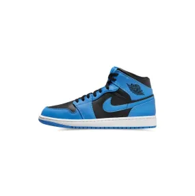 cross - country running shoes running endurance training Air Jordan 1 Mid 'University Blue Black'