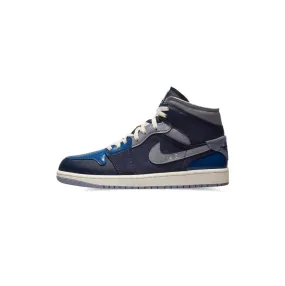 Air Jordan 1 Mid SE Craft 'Inside Out - Obsidian' synthetic running shoes running in a gorge area shoes