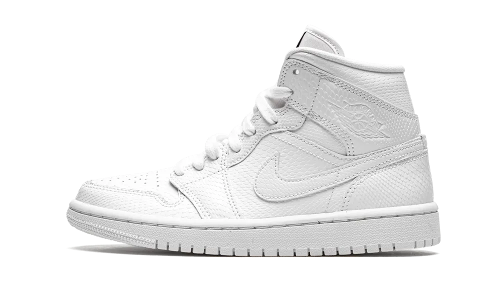 Air Jordan 1 Mid White Snakeskin (W) round - toe shoes