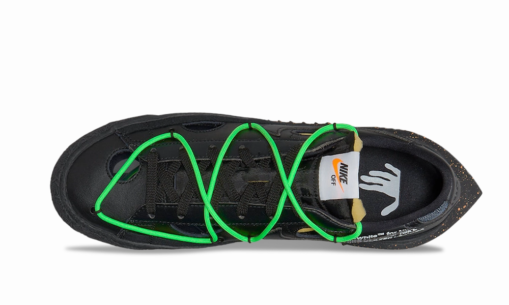 Nike Blazer Low Off-White Black Electro Green vamp