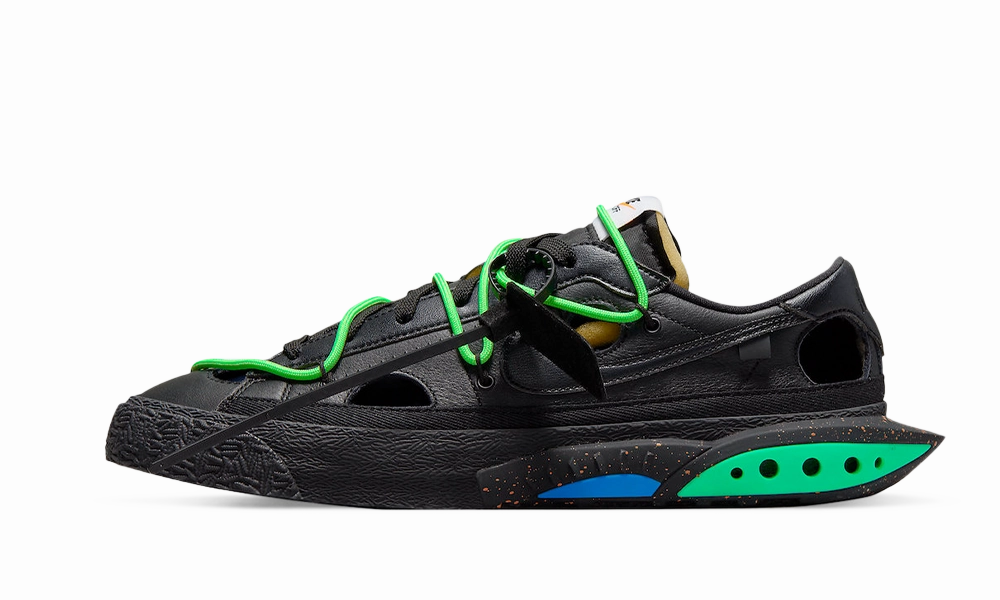 Nike Blazer Low Off-White Black Electro Green All - weather use Wind - resistant