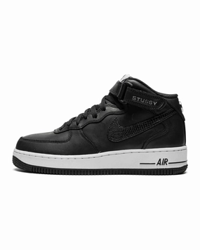 Nike Air Force 1 Mid X Stssy Black White soccer player shoes