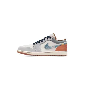 Air Jordan 1 Low SE 'Repaired Denim Swoosh' waterproof - construction shoes