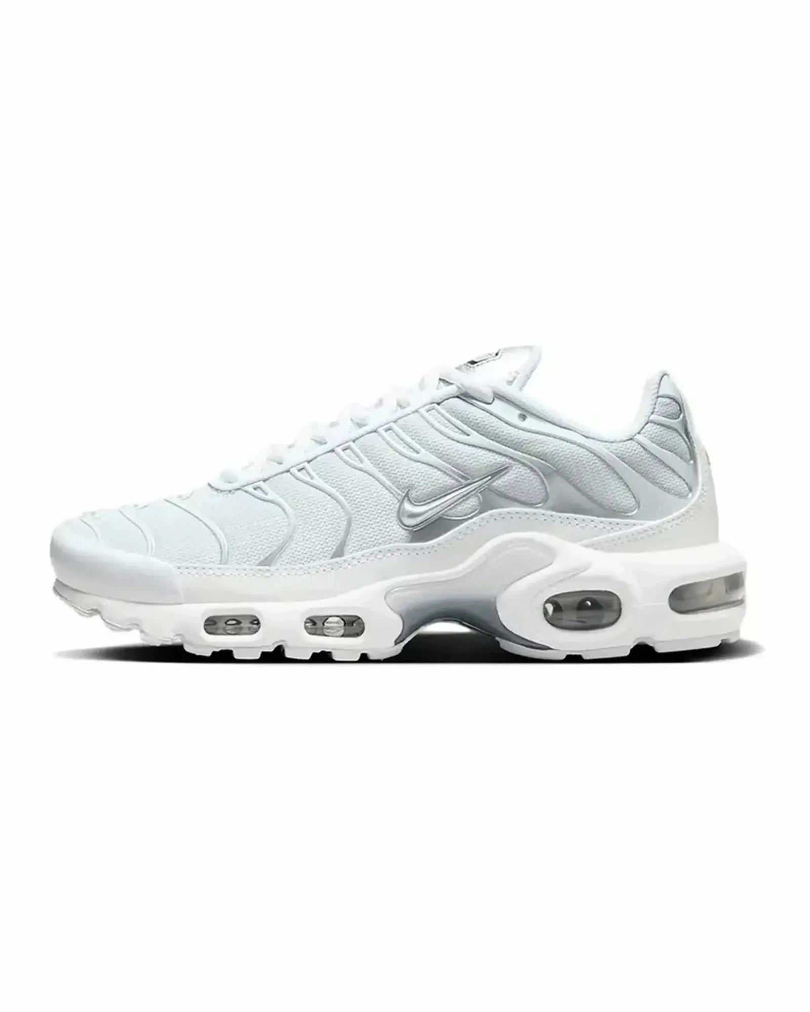 Nike TN White Metallic Silver road race strength training shoes