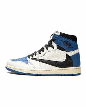 Nike Air Jordan 1 Retro High Travis Scott Fragment Military Blue encourage activity running in a marina area shoes